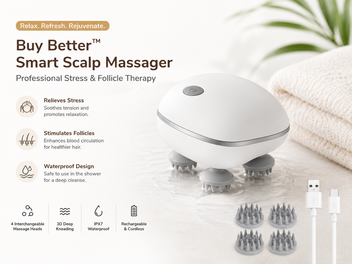 Buy Better™ Smart Scalp Massager | Professional Stress & Follicle Therapy